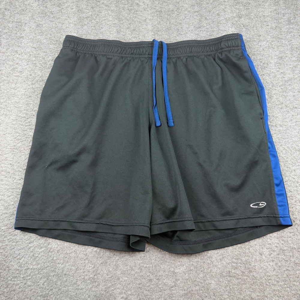 C9 by Champion Athletic Shorts Men Large Black Blue Striped Gym Training Running